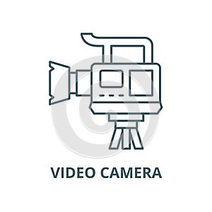 Professional video camera vector line icon, linear concept, outline sign, symbol