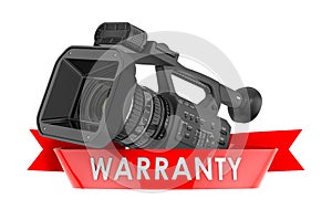 Professional video camera warranty concept. 3D rendering