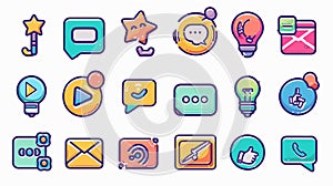 Professional Video Chat Bubbles Icon for Communication Designs