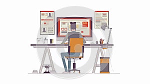 Professional Web Designer Creating Website Layout. Development, Graphics, Creative Design Process.