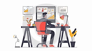 Professional Web Designer Creating Website Layout. Development, Graphics, Creative Design Process.