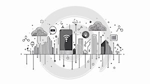 Professional Wide Angle Cloud Data Service Security Line Image