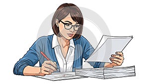 Focused Professional Analyzing Documents and Taking Notes