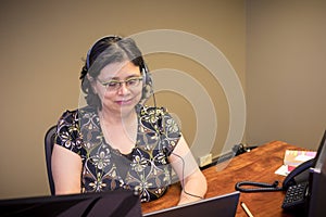 Professional Woman Busy At Work Using Computer