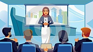 Professional Woman Delivering Business Presentation to Colleagues