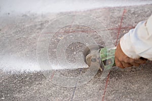 professional worker and Electrical stone cutter Construction Tools