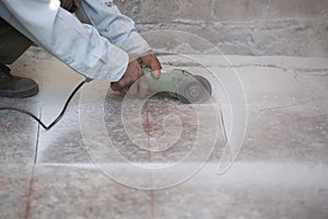 professional worker and Electrical stone cutter Construction Tools