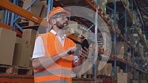 Professional worker working in storehouse