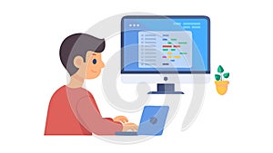 Professional Working on Desktop Computer, Office Task, vector design Generative AI