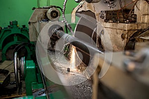 Professional works, the milling process for metal parts, metal machinery in large industrial plants-image