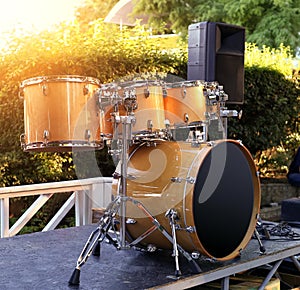 Professional Yamaha Yellow Drum Kit