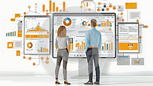 Professionals Analyzing Data on Interactive Dashboards