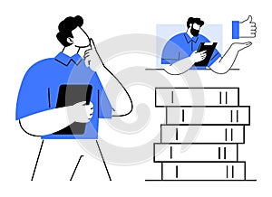 Professionals brainstorming and reviewing decisions with stack of documents and positive feedback