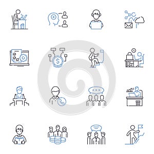 Professionals line icons collection. Experts, Specialists, Skilled, Qualified, Experienced, Competent, Trained vector