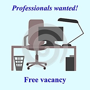 Professionals wanted. Free vacancy illustration.