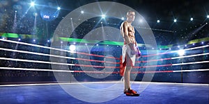 Professionl boxer is standing on the ring