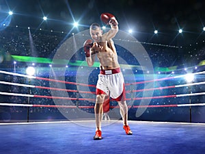 Professionl boxer is standing on the ring