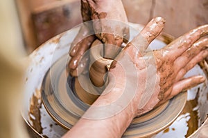 Professions and Craftmanship Concepts. Closeup of Dirty Male Hands photo