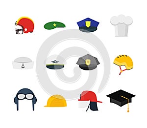 Professions Hats Set for Men. Vector