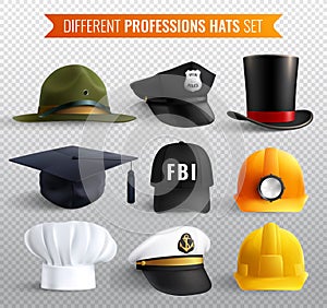 Professions Hats Transparent Set