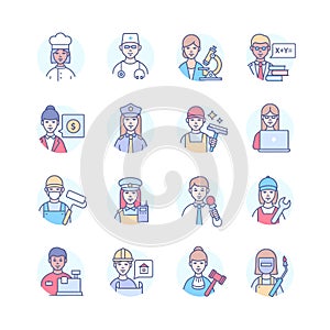 Professions - modern colorful line design style icons
