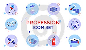 Professions and occupations icon set web, printing
