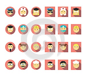 Professions and people vector icon set pack