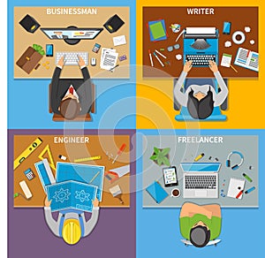 Professions Top View 2x2 Design Concept