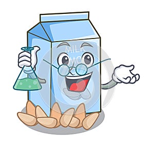 Professor almond milk isolated in the mascot