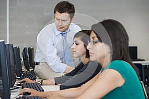 Professor Assisting Computer Students