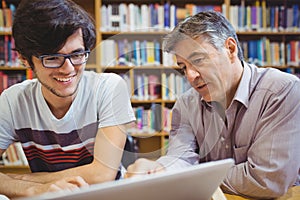Professor assisting a student with studies