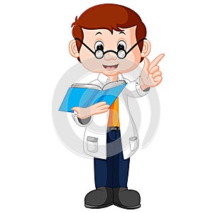 Professor cartoon holding book