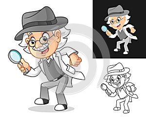 Professor Detective Criminal Investigations with Glasses and Hat Holding Magnifying Glass