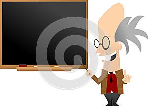 Professor in front of blackboard