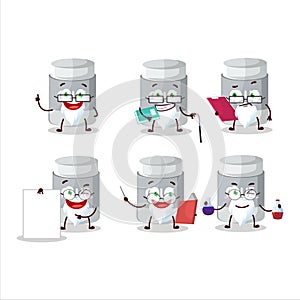 Professor glue stick academic cartoon character working on laboratory