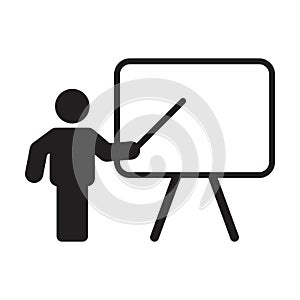 Professor icon vector male teacher person with white board symbol in a flat color glyph pictogram