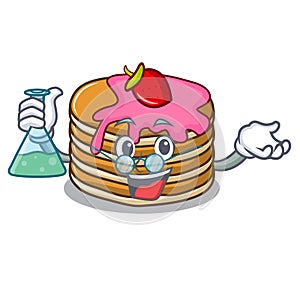 Professor pancake with strawberry character cartoon
