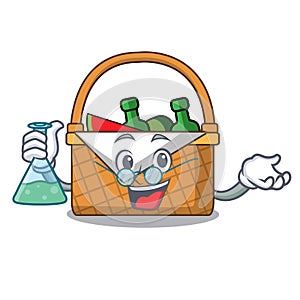 Professor picnic basket character cartoon