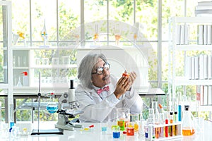 Professor of Science  Analyzes Liquid of health care researchers working in life science laboratory