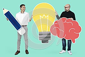 Professor and student with bright ideas