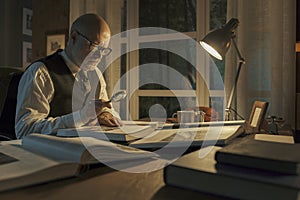 Professor studying in his office