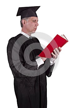 Professor Teacher Reading Book Isolated