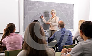 Professor teaching employees