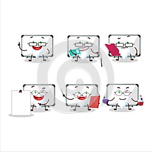 Professor white board academic cartoon character working on laboratory