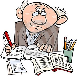 Professor or writer cartoon illustration