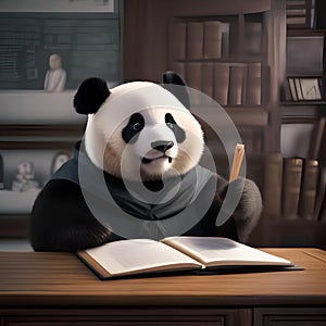 A professorial panda in academic robes, lecturing in front of a tiny chalkboard3 photo