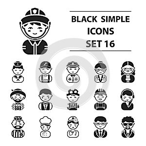 Proffesion set icons in black style. Big collection proffesion vector symbol stock illustration