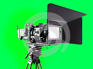 Proffesional video camera 3d render on green screen photo