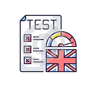Proficiency english test RGB color icon photo