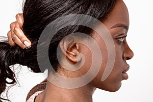 Profile of an attractive young African woman